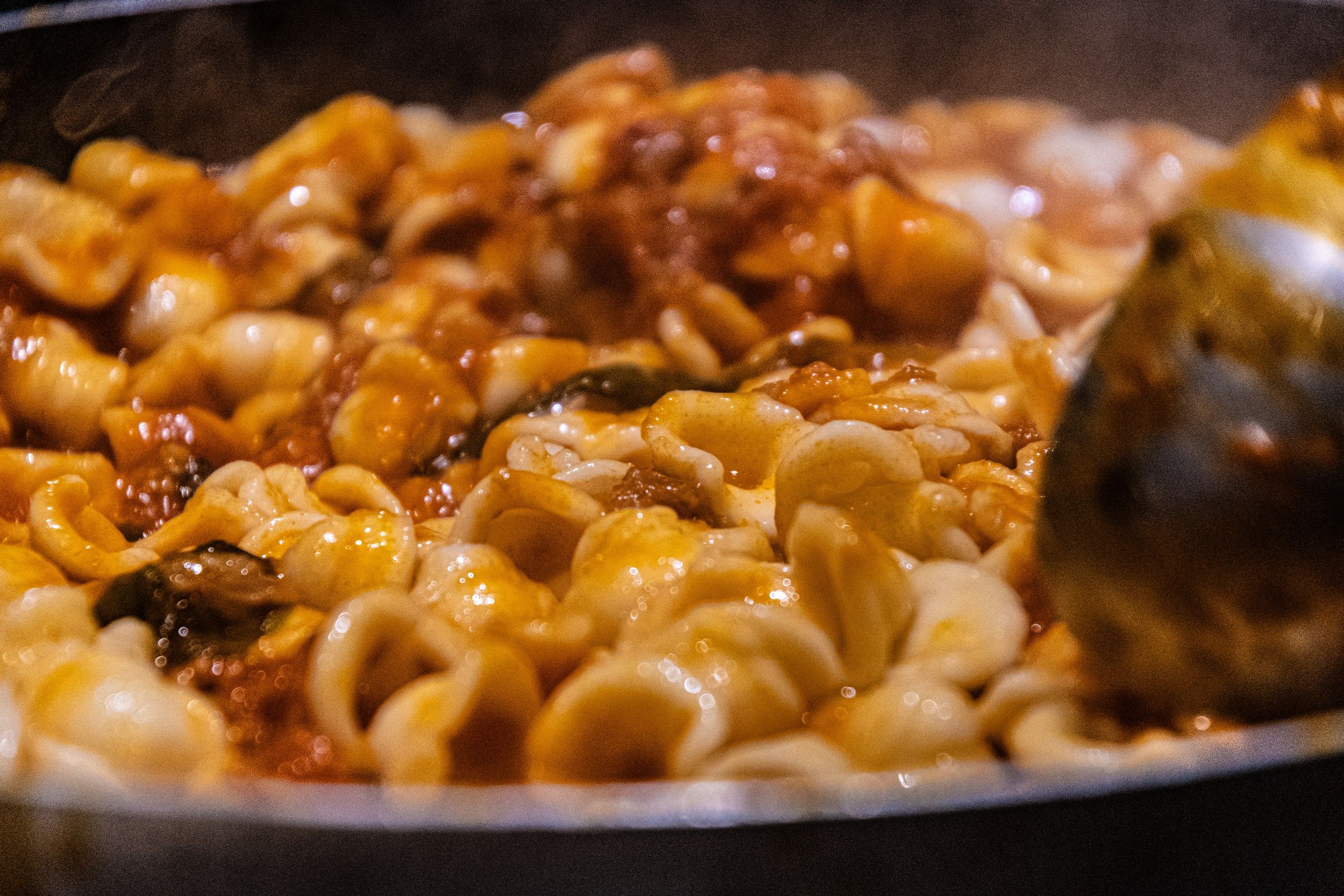 orecchiette tipiche pugliesi durante la cena allo Shanti Home Restaurant B&B Bed and Breakfast a due passi dal mare a Vieste immerso nella natura nel Gargano in Puglia